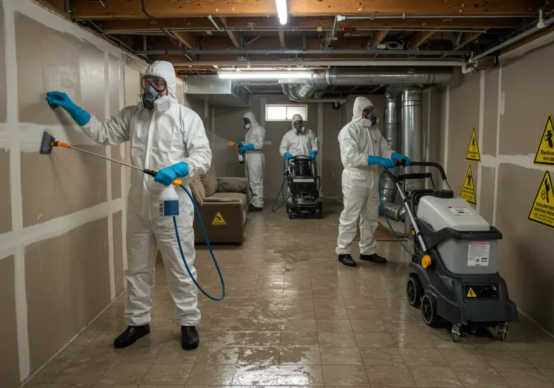 Basement Moisture Removal and Structural Drying process in Fritch, TX